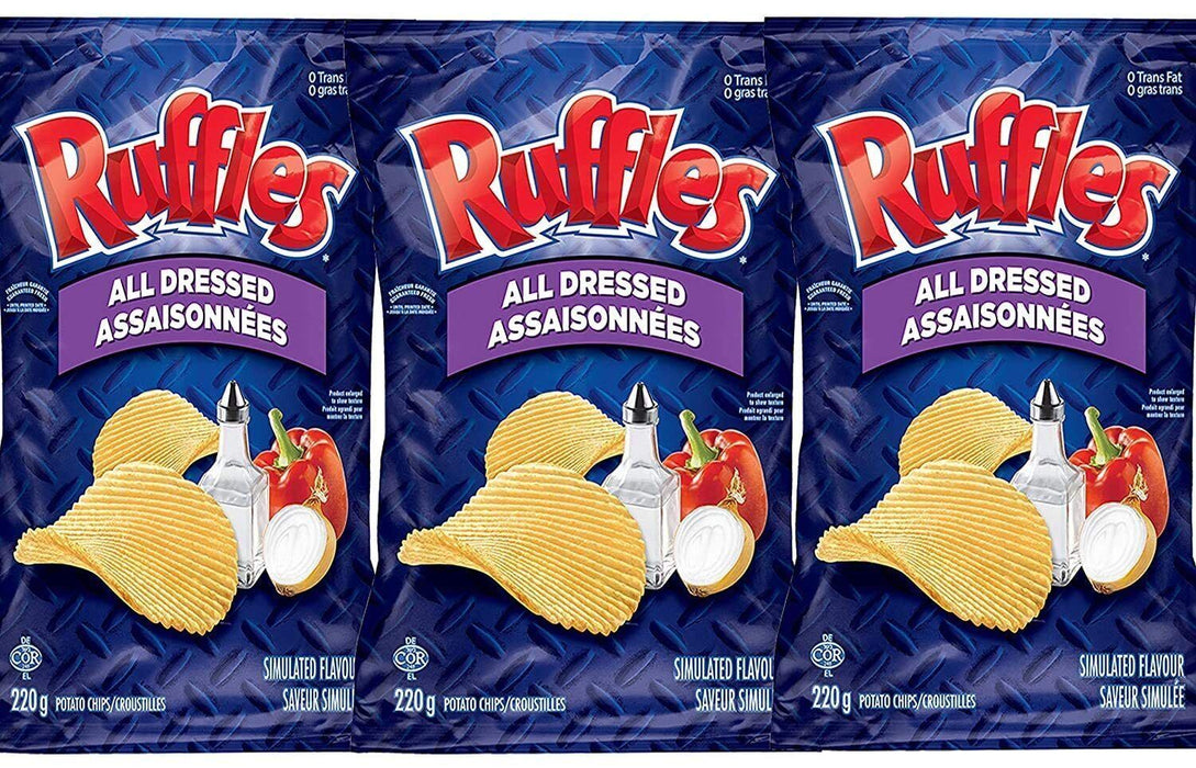 Ruffles All Dressed Potato Chips 200g 3 BAGS