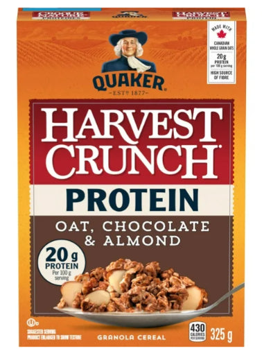 Quaker Harvest Crunch Protein Oat, Chocolate & Almond Cereal, 325g