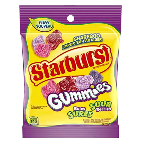 Starburst Gummies Sour Berries Candy Stand Up Pouch, 164g/5.8oz