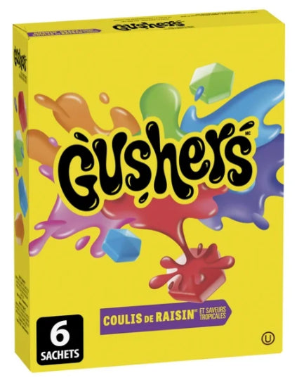 Fruit Gushers by Betty Crocker Gushin' Grape and Tropical Flavors, 6pc