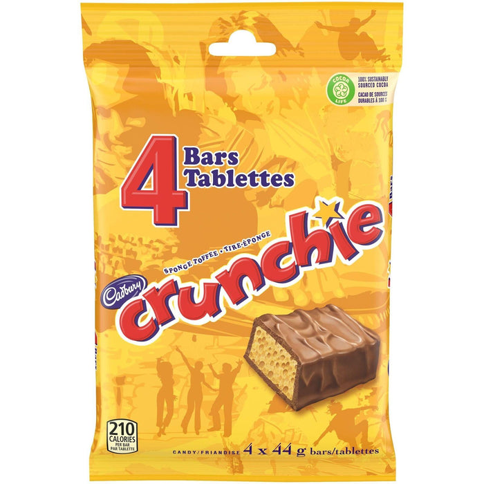 Cadbury Crunchie Chocolate Candy Bars 4 Full Size Bars