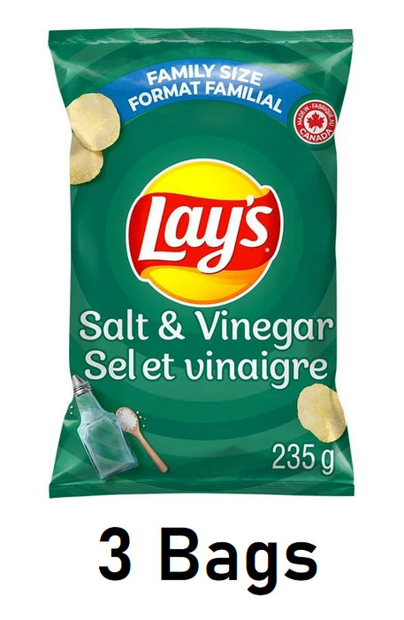 Lay's Potato Chips, Salt and Vinegar 235g/8.3oz Each 3 Bags - CanadaGrocery