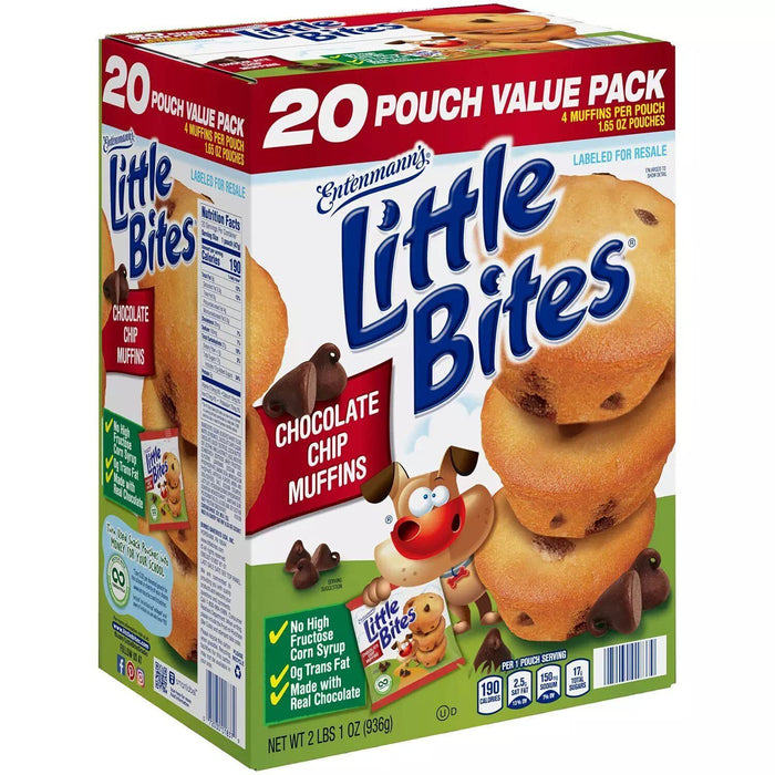 Entenmann's Little Bites Chocolate Chip Muffins, 3 Boxes (20pk Each Box)