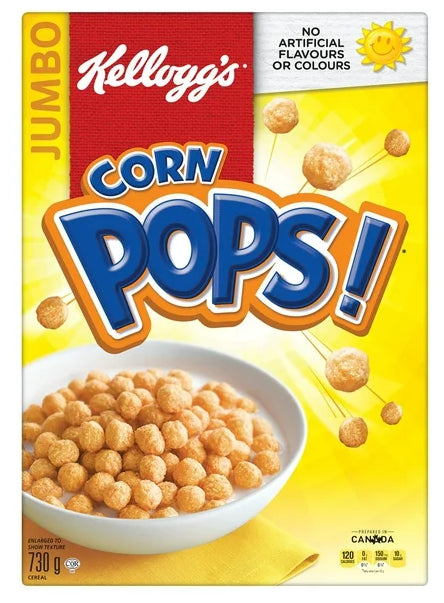 Kellogg's Canadian Corn Pops Cereal, Jumbo Size, 730g