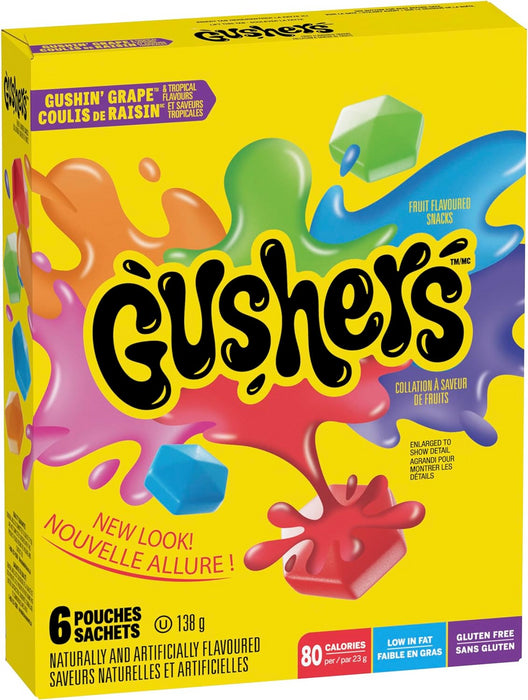 Betty Crocker Fruit Gushers Gushin Grape and Tropical Flavors, 138g/4.9oz