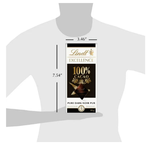 Lindt EXCELLENCE 100% Cacao Dark Chocolate Bar, 50g