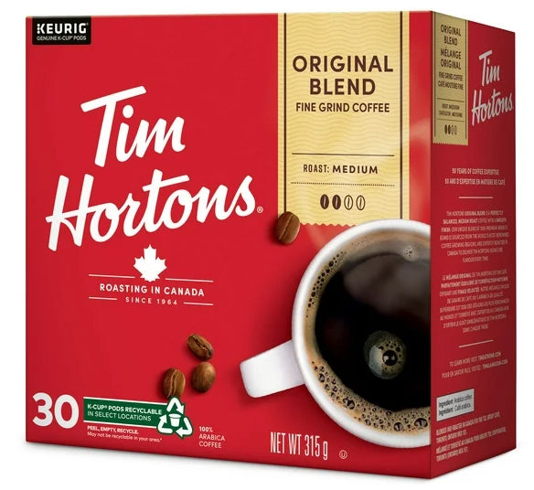 Tim Hortons Original Blended Coffee Keurig K-Cup, 30ct, 315g