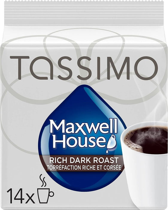 Tassimo Maxwell House Dark Roast Coffee Single Serve 4 Boxes of 14 Discs