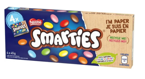 Nestle Smarties Candy Coated Milk Chocolate Multipack, 4 x 45g