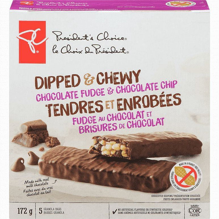 PC Dipped & Chewy Chocolate Fudge & Chocolate Chip Peanut Free Bars, 172g/6.1oz