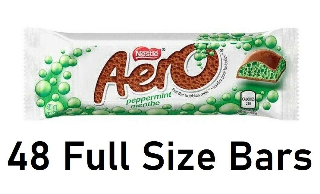 Nestle Aero Peppermint Chocolate Candy Bar 41g Each 48 Bars