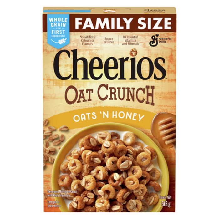 Cheerios Oat Crunch Oats 'N Honey Cereal, 516g/18.2oz - CanadaGrocery