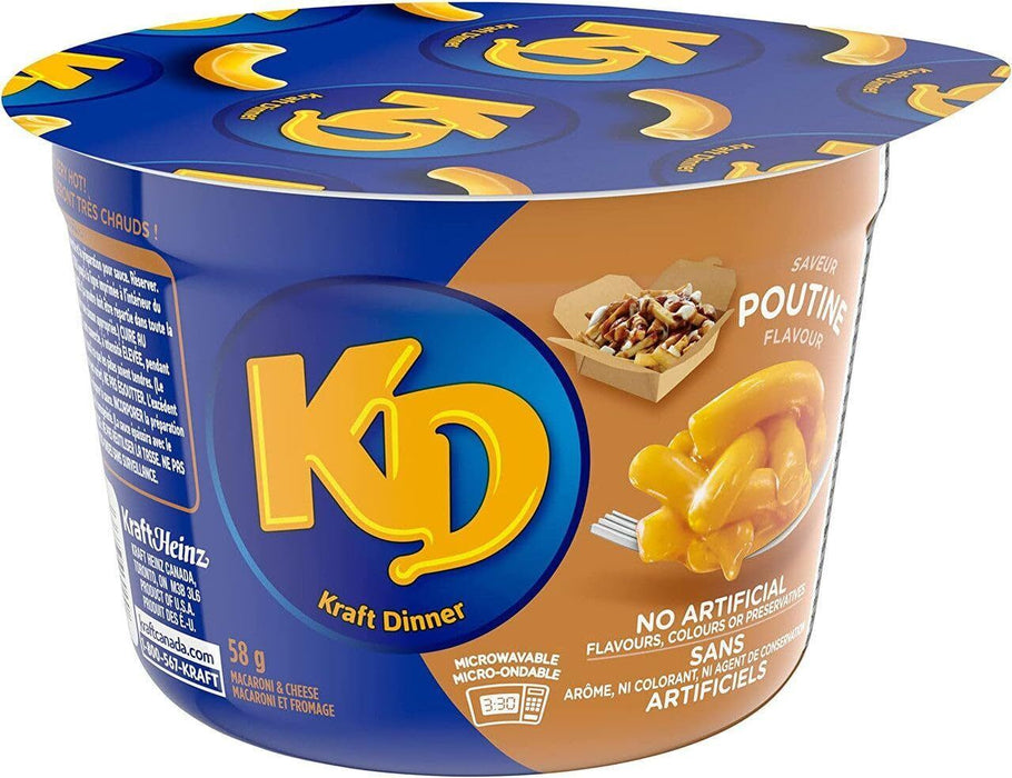 KD Kraft Dinner Poutine Flavor Snack Cups, 58g/2oz. Cup (Imported from Canada)