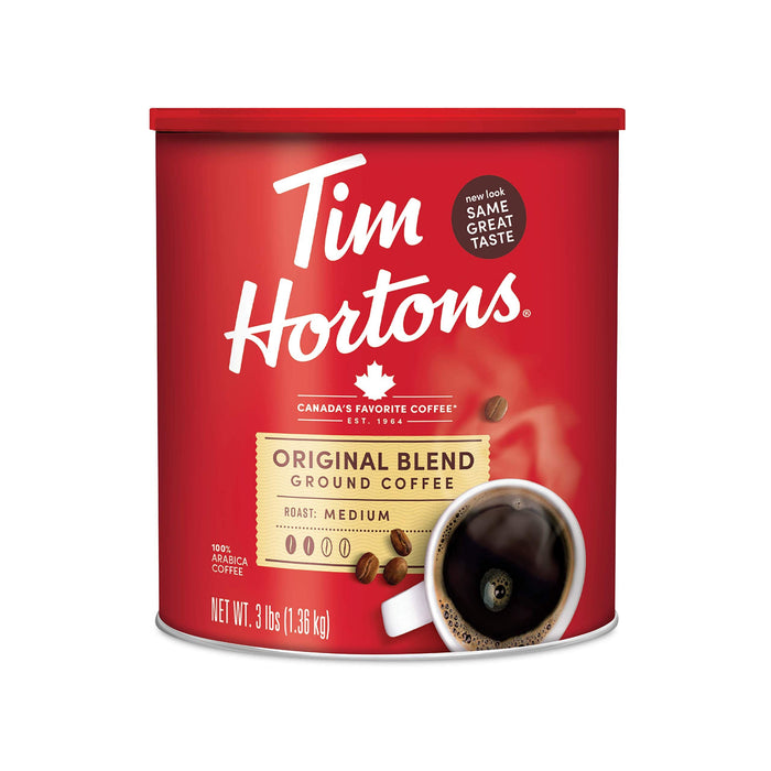 Tim Hortons Medium Roast Ground Coffee, Canada’s Favorite Coffee, 48oz Can