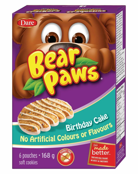 Dare Bear Paws Birthday Cake Flavor Cookies 168g Each 6 Boxes