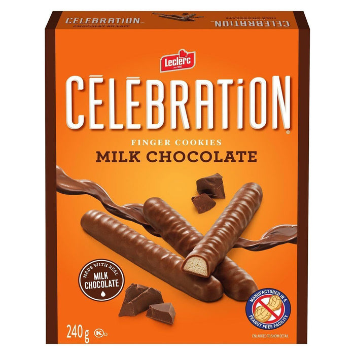 Leclerc Celebration Milk Chocolate Finger Cookies, 240g/8.5 oz Box