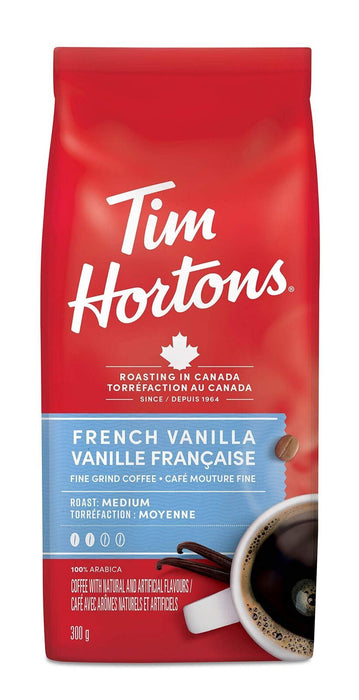 Tim Hortons French Vanilla, Fine Grind Coffee, Medium Roast, 300g/10.6 oz. Bag, - CanadaGrocery