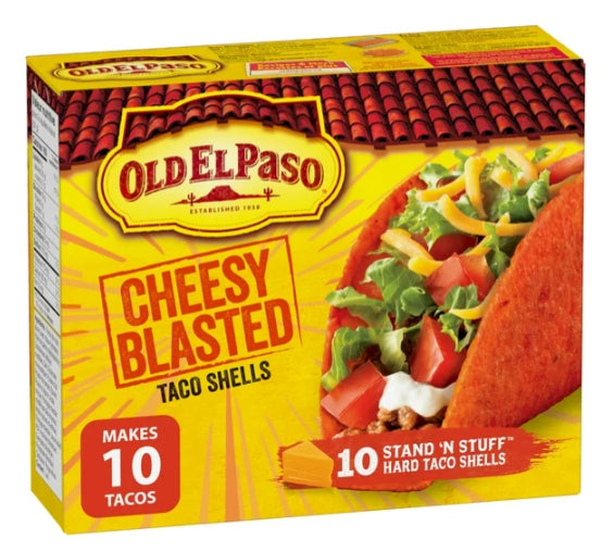 Old El Paso Stand n Stuff Taco Shells, Cheesy Blasted, Gluten Free, 10 Count, 153g