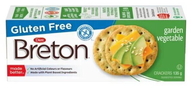 Dare Breton Gluten Free Garden Vegetable Crackers 135g Each 6 Boxes