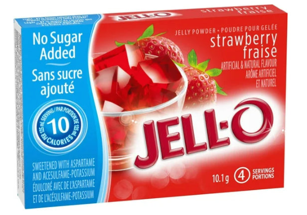 Jell-O Strawberry Jelly Powder Light, Gelatin Mix, 10.1g