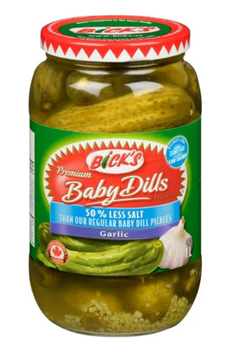 Bick's 50% Less Salt Garlic Baby Dills Pickles, 1L