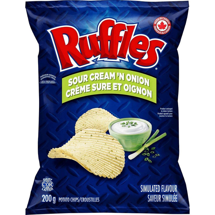 Ruffles Sour Cream 'n Onion Potato Chips 200g/7.1oz Bag