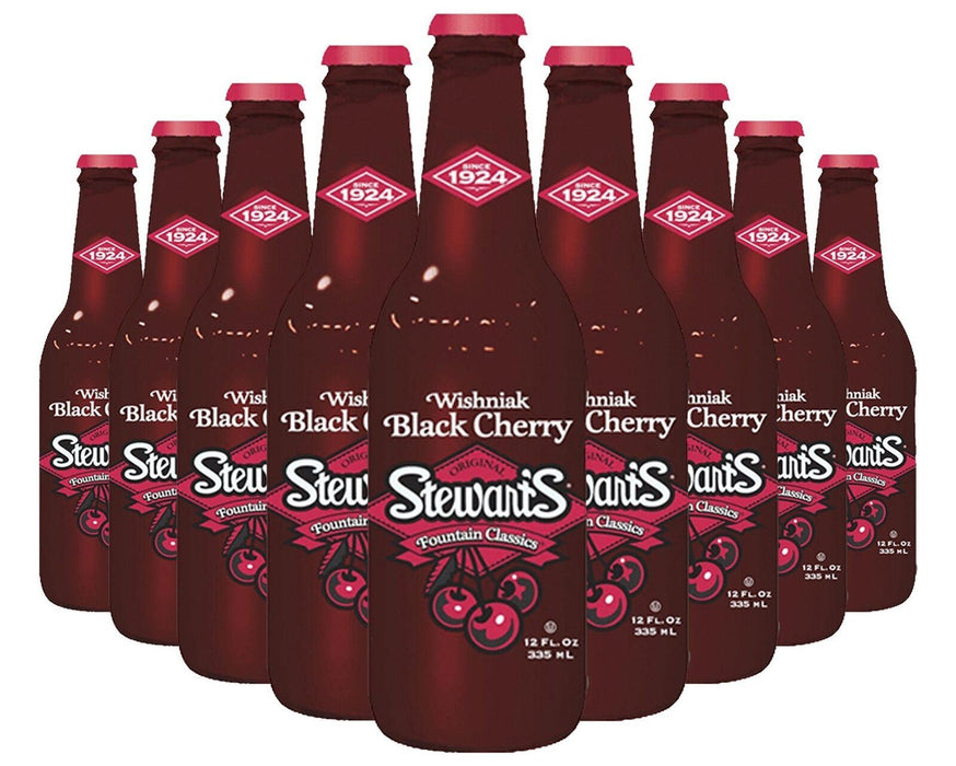 Stewart's Wishniak Black Cherry Soda, 12 fl oz Each 12 Glass Bottles