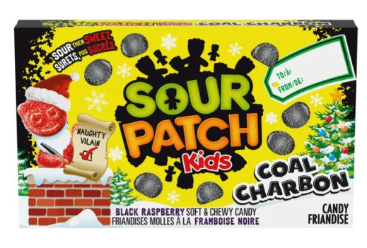 Sour Patch Kids, Coal, Black Raspberry Flavored Candy, Stocking Stuffer, 100g