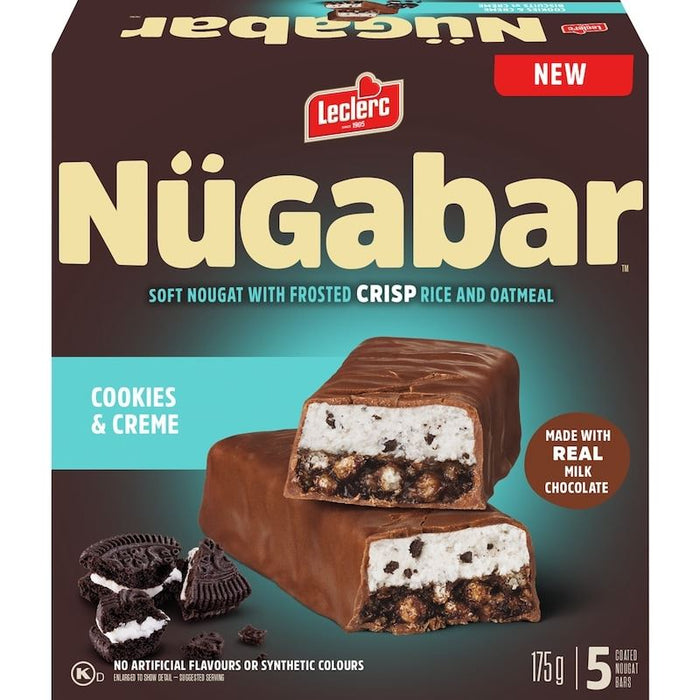Leclerc Nugabar Coated Nougat Bars Cookies and Creme, 175g