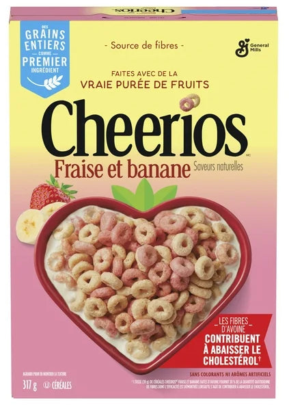 Cheerios Strawberry Banana Breakfast Cereal, Gluten Free, Whole Grains, 317g