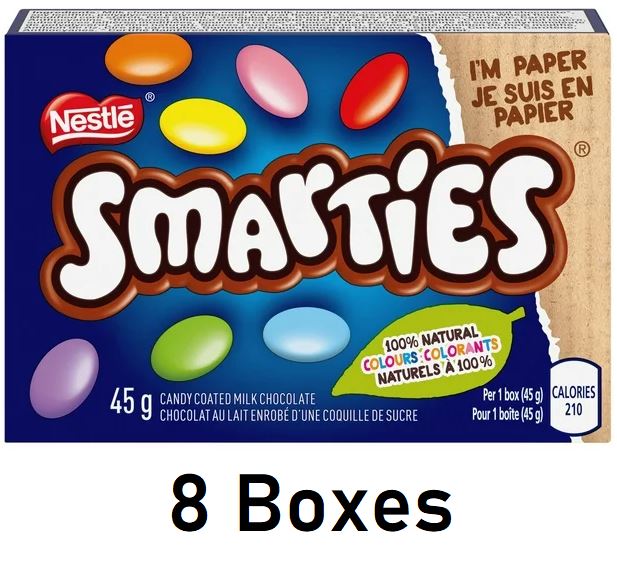 Nestle Smarties Candy Coated Chocolates 45g Each 8 Boxes