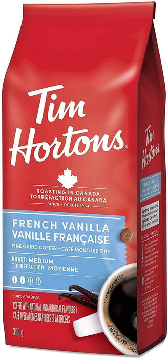 Tim Hortons French Vanilla, Fine Grind Coffee, Medium Roast, 10.6oz, 2 BAGS