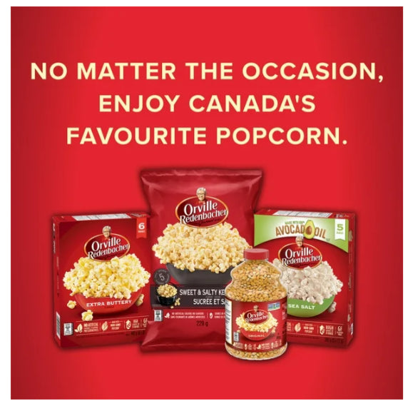 Orville Redenbacher Buttery Microwave Popcorn, Non-GMO, 8 x 43g,  340g