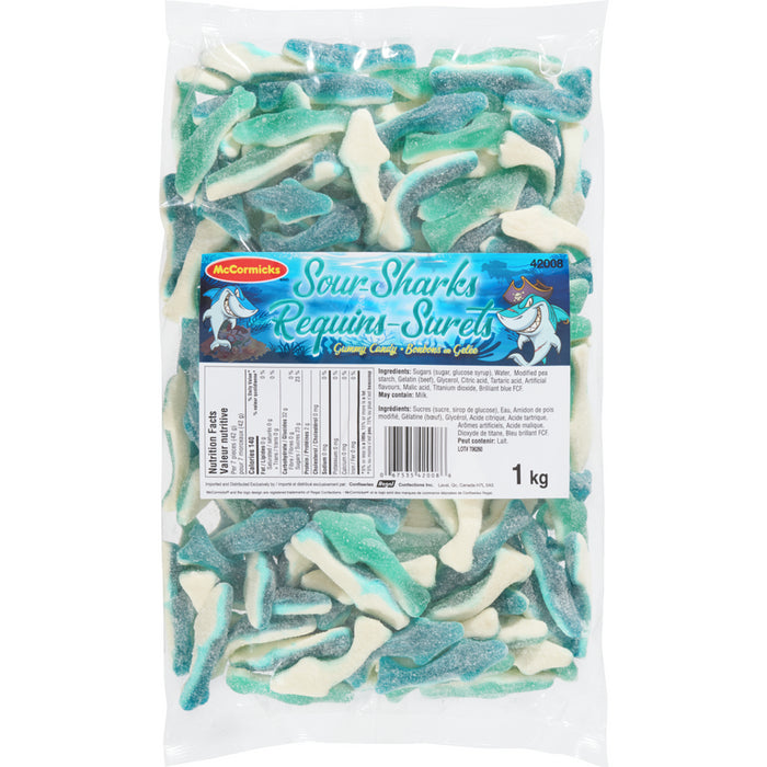 Mccormick's Sour Sharks Gummy Candy, 1kg/2.2 lbs. Bulk Bag