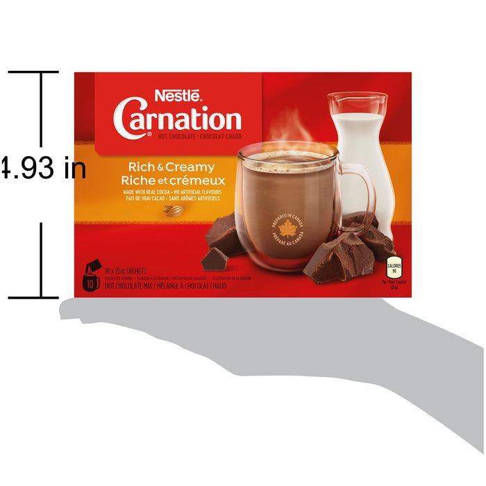 Nestle Carnation Hot Chocolate Rich and Creamy 10 x 25g Sachets, 250g Box