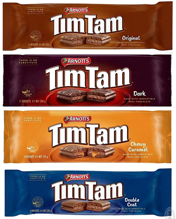 Tim Tams Arnotts Australian Sampler (Original, Chewy Caramel, Dark, Double Coat)