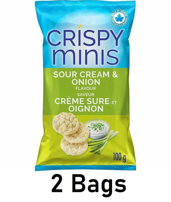 Quaker Crispy Minis Sour Cream and Onion Rice Chips 100g/3.52oz Each 2 Bags