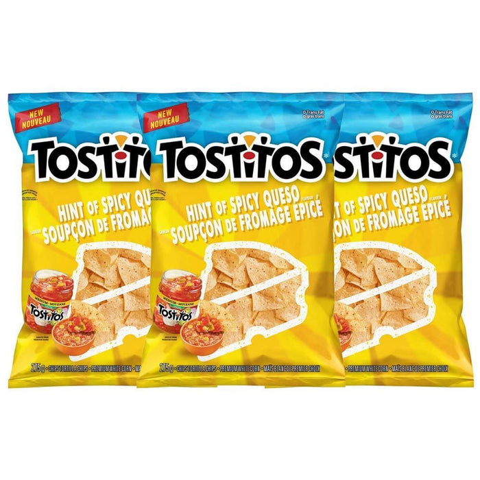 Tostitos Hint of Spicy Queso Tortilla Chips 275g/9.7oz 3 BAGS