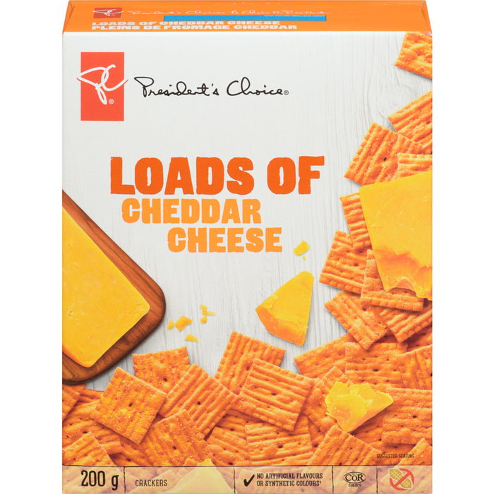 President's Choice Loads Of Cheddar Cheese Crackers, 200g/7.1oz Box