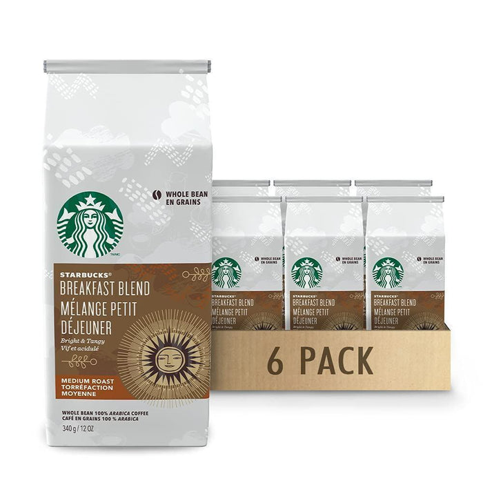 Starbucks Breakfast Blend, Medium Roast Ground Coffee, 340g/12 oz Each 6 Bags