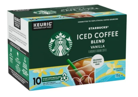 Starbucks Vanilla Naturally Flavored Iced Coffee Blend, K-Cups,  115g