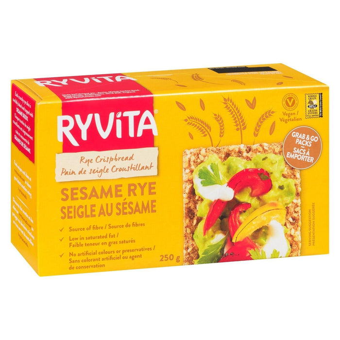 Ryvita Sesame Whole Grain Rye Crispbread 250g Each 4 Boxes