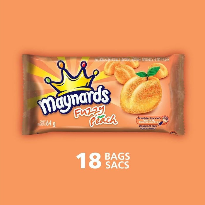 Maynards Fuzzy Peach Gummy Candy Case, 18x64g