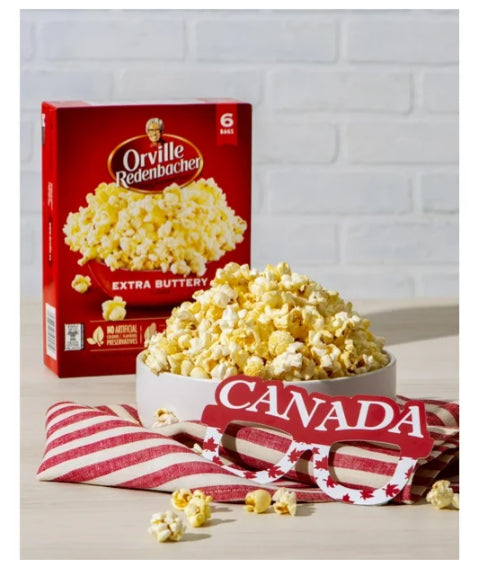 Orville Redenbacher Popcorn Microwave Extra Buttery, Non-GMO, 6x 82g, 492g