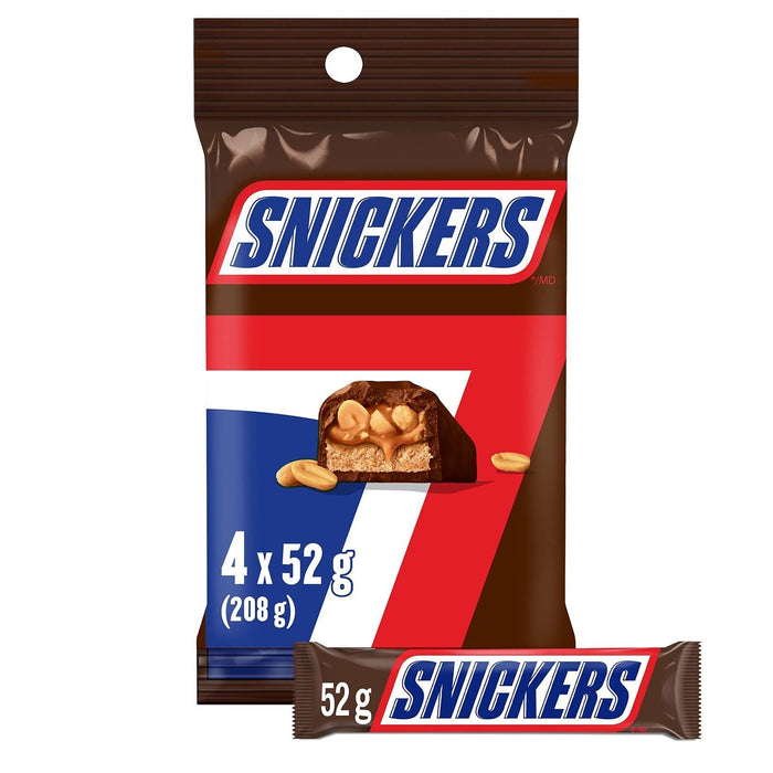 Snickers Chocolate Bars with Superior Canadian Chocolate 52g 4 Full Size Bars