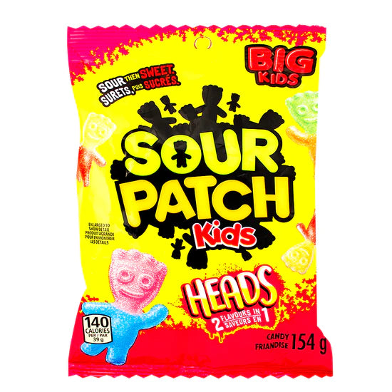 Maynards Sour Patch Kids Big Heads Gummy Candy 154g/6.5oz Each 9 Bags