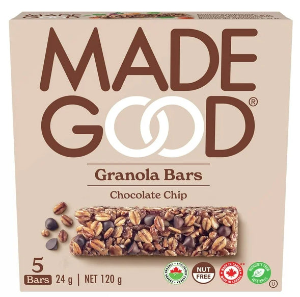 MadeGood Chocolate Chip Granola Bars, 5 x 24g