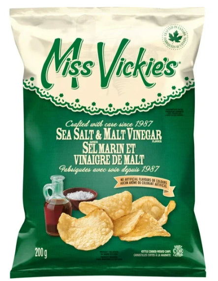 Miss Vickie's Sea Salt & Malt Vinegar Flavor Kettle Cooked Potato Chips, 200g