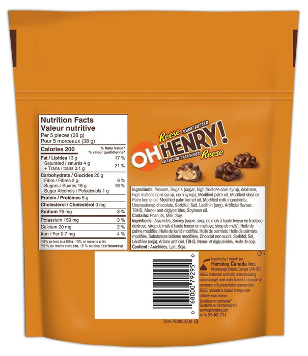 OH HENRY! Bite Sized Pieces with REESE Peanut Butter 180g/6.3oz, Canadian - CanadaGrocery