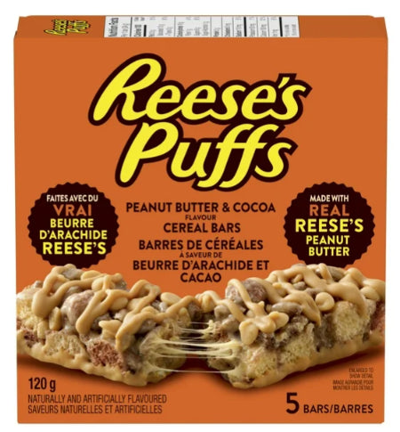 Reese's Puffs Peanut Butter & Cocoa Flavor Cereal Bars, 120g